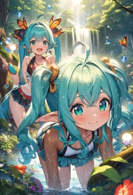 双子のエルフの少女