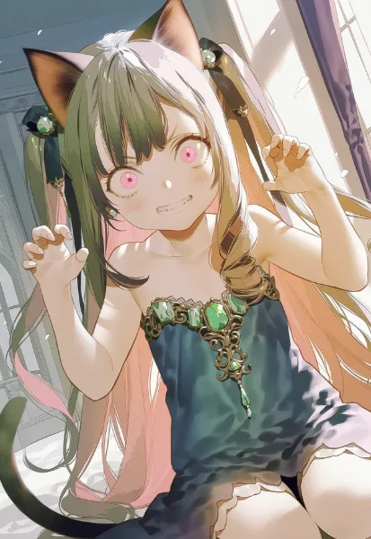 猫耳少女のいたずらな朝の光