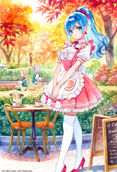 秋風に舞うエルフメイドの微笑み