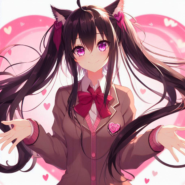 こころと、黒髪ツインテール少女♥(3枚)