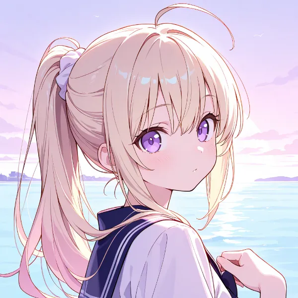 海辺の少女と夕陽のささやき