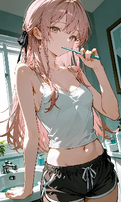 桃色髪ロング　ルームウェア