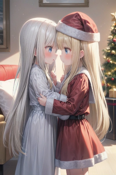 クリスマスの百合イラスト