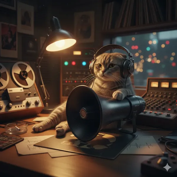 深夜の猫DJ、街に響く秘密のメロディー