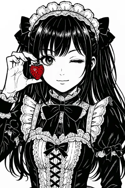 イチゴを持ってるメイドさん