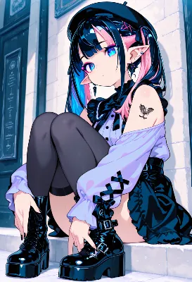 ストリートに佇む異世界少女