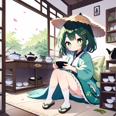 麦わら帽子の和風ランチ