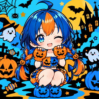 ハロウィンぴくたーちゃん💙🧡🩵