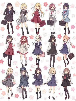 桜舞う放課後の制服少女たち