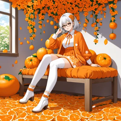 オレンジの午後に微笑む少女(かぼちゃが混ざってます)