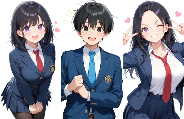 三人組の学園ラブ・トライアングル♥