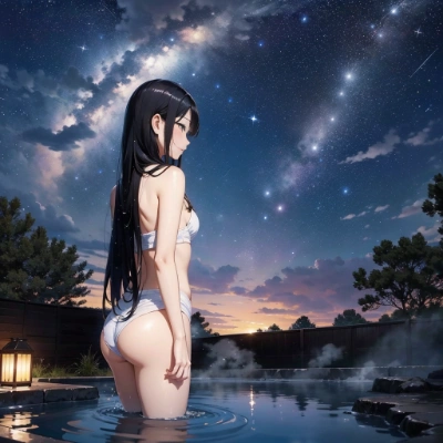 星空と温泉と女の子