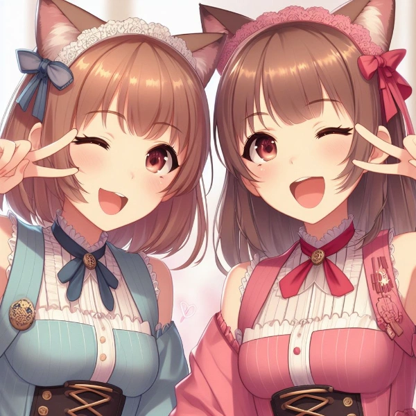 ウィンクしてる日本のアイドル二人組