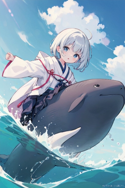 銀髪少女と鯨