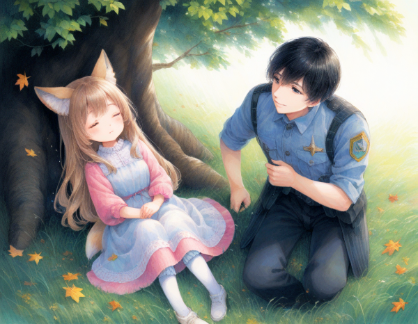 斎藤さんとコン子・お昼寝