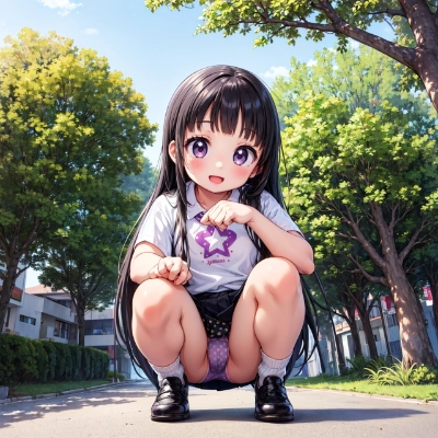 黒髪ロングな娘のパンツ