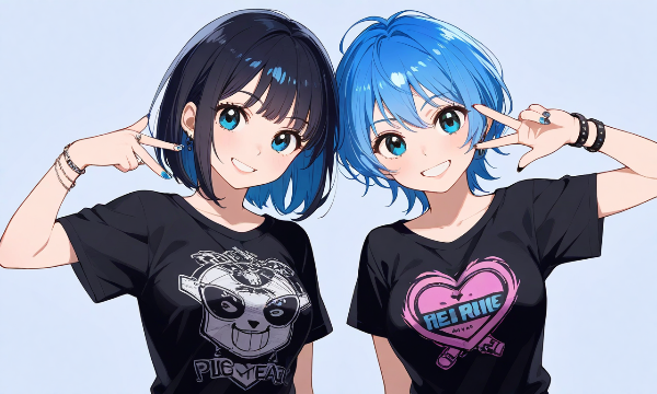 青髪ちゃんと黒髪ちゃん