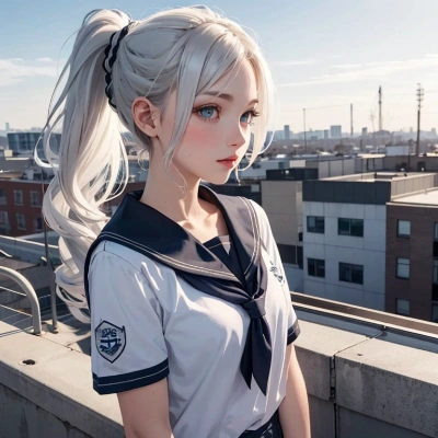 屋上での最後の夕焼け