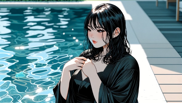 『髪の濡れた女性』