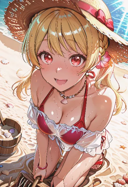 潮干狩りするりんくちゃん