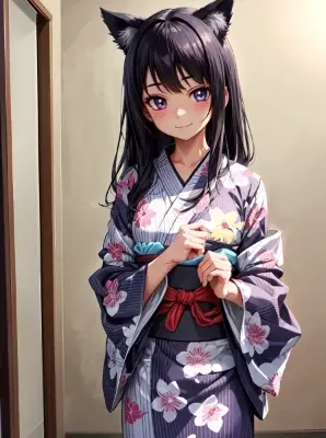 ネコミミ浴衣少女