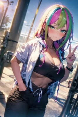 派手髪ギャル娘さん