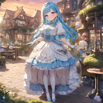 夕暮れの青髪さん