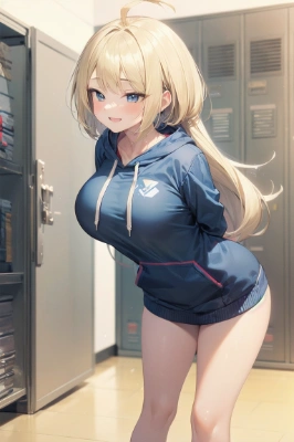 前かがみジャージ娘さん