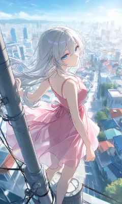 電柱に立って