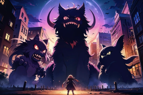 モンスターに立ち向かう少女