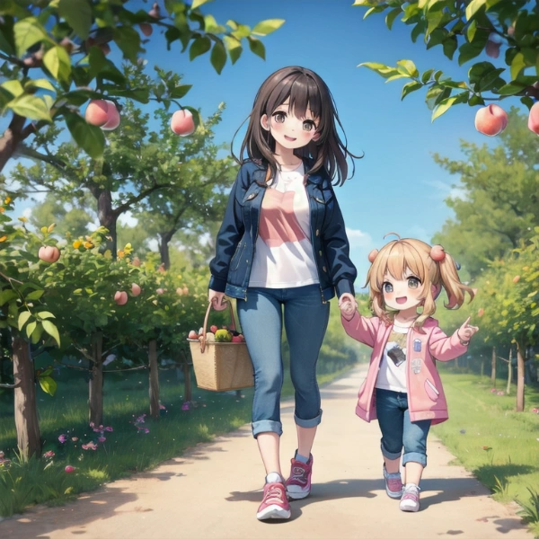 母娘で桃狩り？