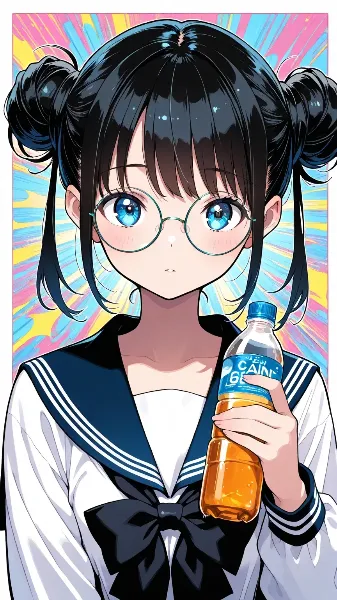 お団子頭の眼鏡っ娘