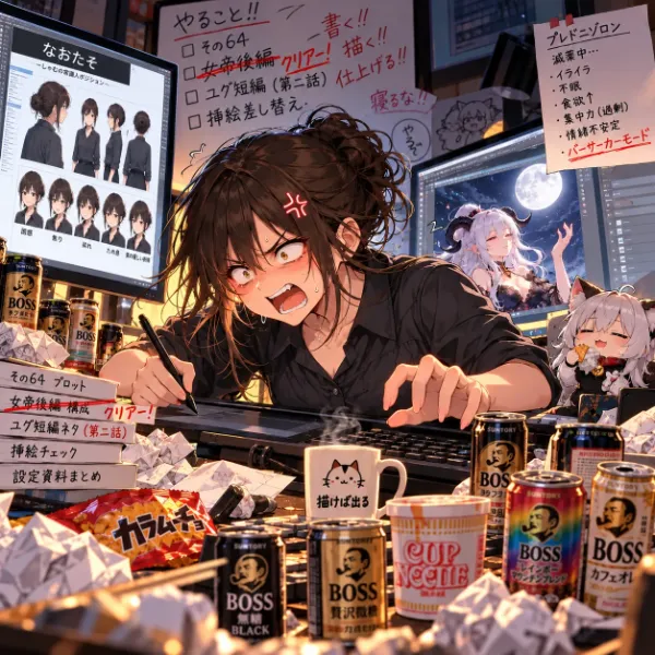 某創作小説作家の様子。