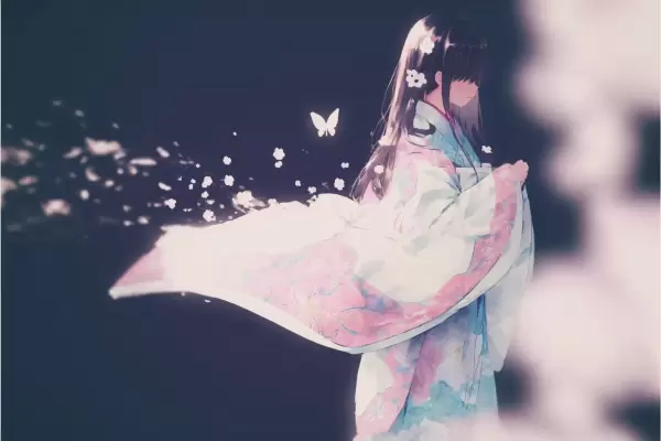 【今週のお題：和風】白い着物と花と女の子。