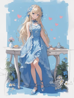 blue dress