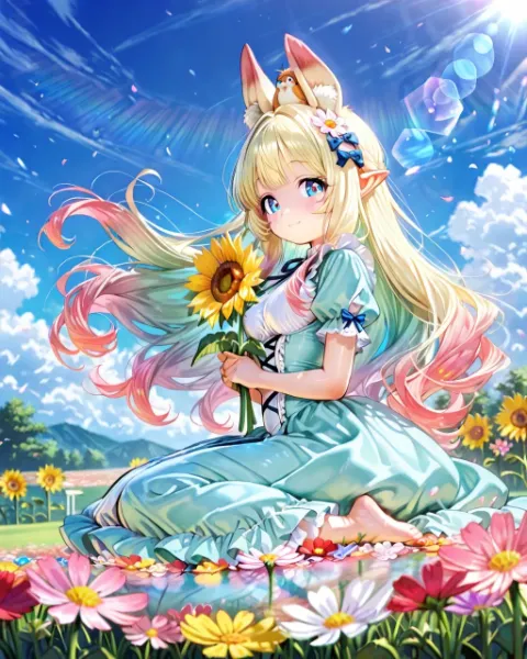 8枚）残暑の秋とケモ耳エルフさん