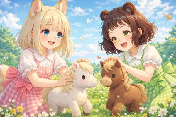 コン子とポン子・小さなお馬さん