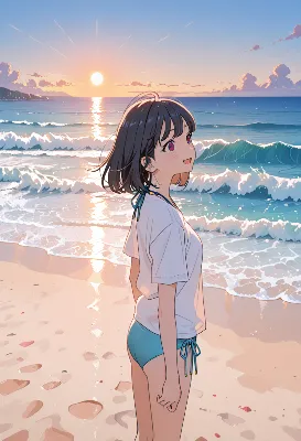 夕陽に微笑む海辺の夏の記憶