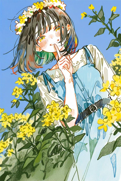 菜の花畑で