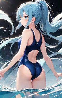 青髪さんの競泳水着