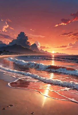 お題：グラデーション（薄暮の海岸）