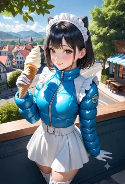 ネコ耳メイドとソフトクリーム