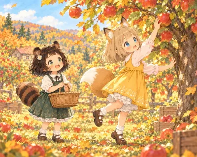 【コン子とポン子】 秋の味覚