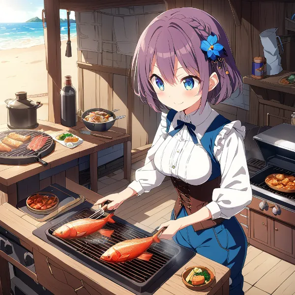 海でバーベキュー