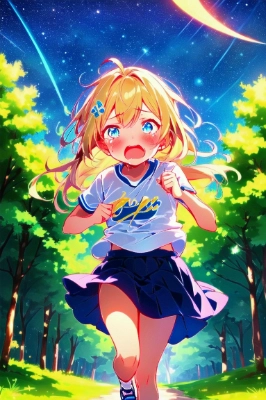 走る金髪の女の子