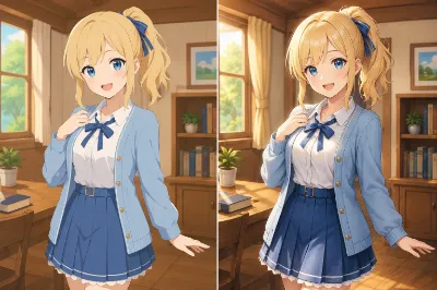 AIでイラストの雰囲気を変えてみた｜同じキャラクターのBefore / After