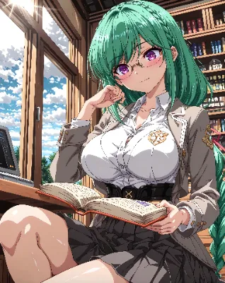 読書にふける眼鏡っ娘