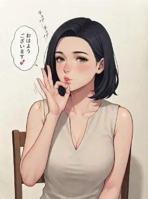 キス顔の女性