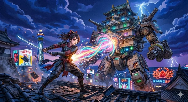 メカ〇阪城との闘い