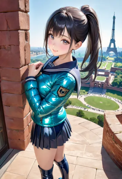 ポニテJKとエッフェル塔